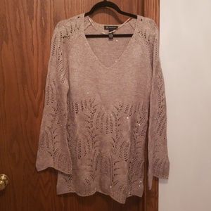 INC Beige Sparkly Sweater